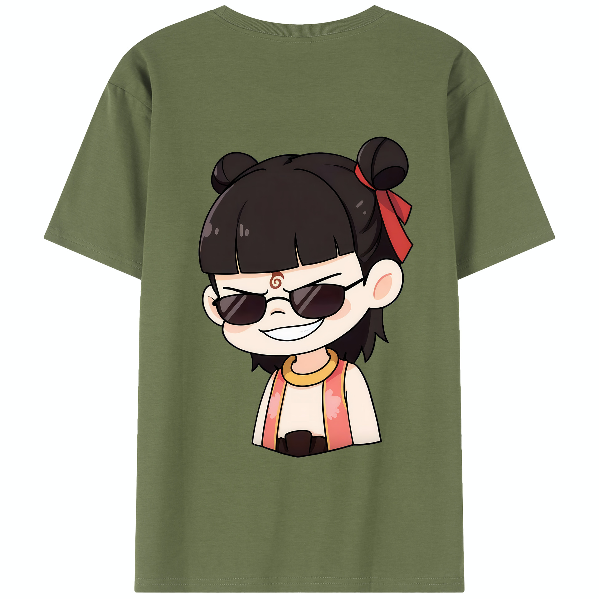 （画像用） Ne Zha 2 ナタ 魔童の大暴れ 綿100％半袖Tシャツ（背面プリント）